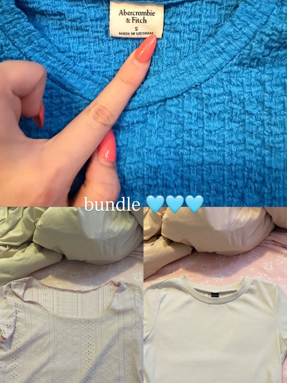 Abercrombie & Fitch Vibrant Blue Textured Crew Top